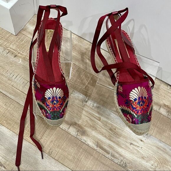 VIDORRETA Silk Embroidered Lace Up Espadrille NWOT - Picture 14 of 14